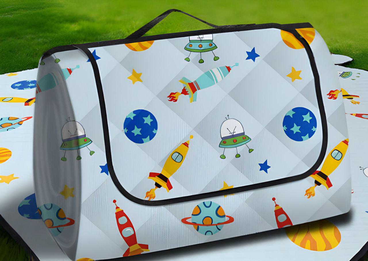 Коврик складной для пикника для деток с водоотталкивающим покрытием и ручкой для переноски 150х200 см