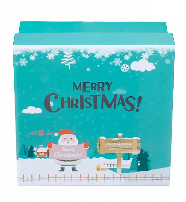Новогодняя подарочная коробка Merry Christmas 17х17х7,5 см Бирюза