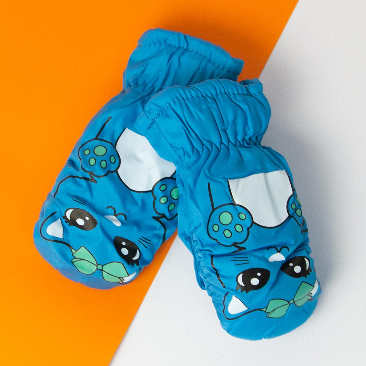 Варежки болоньевые для девочек на 4-6 лет лыжные 20-12-29 Голубой (DR010103)