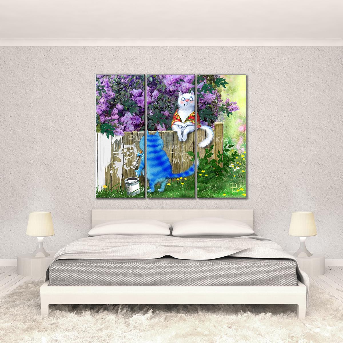 Модульная картина Мау мир труд 3 модуля 70x105 см