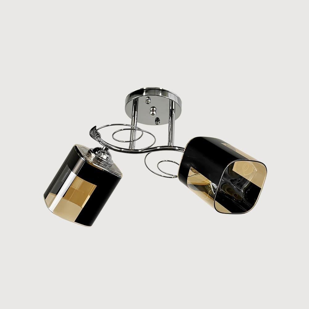 Люстра потолочная Light House LNF-17571/2 C CH на 2 квадратных черно-янтарных плафона Хром