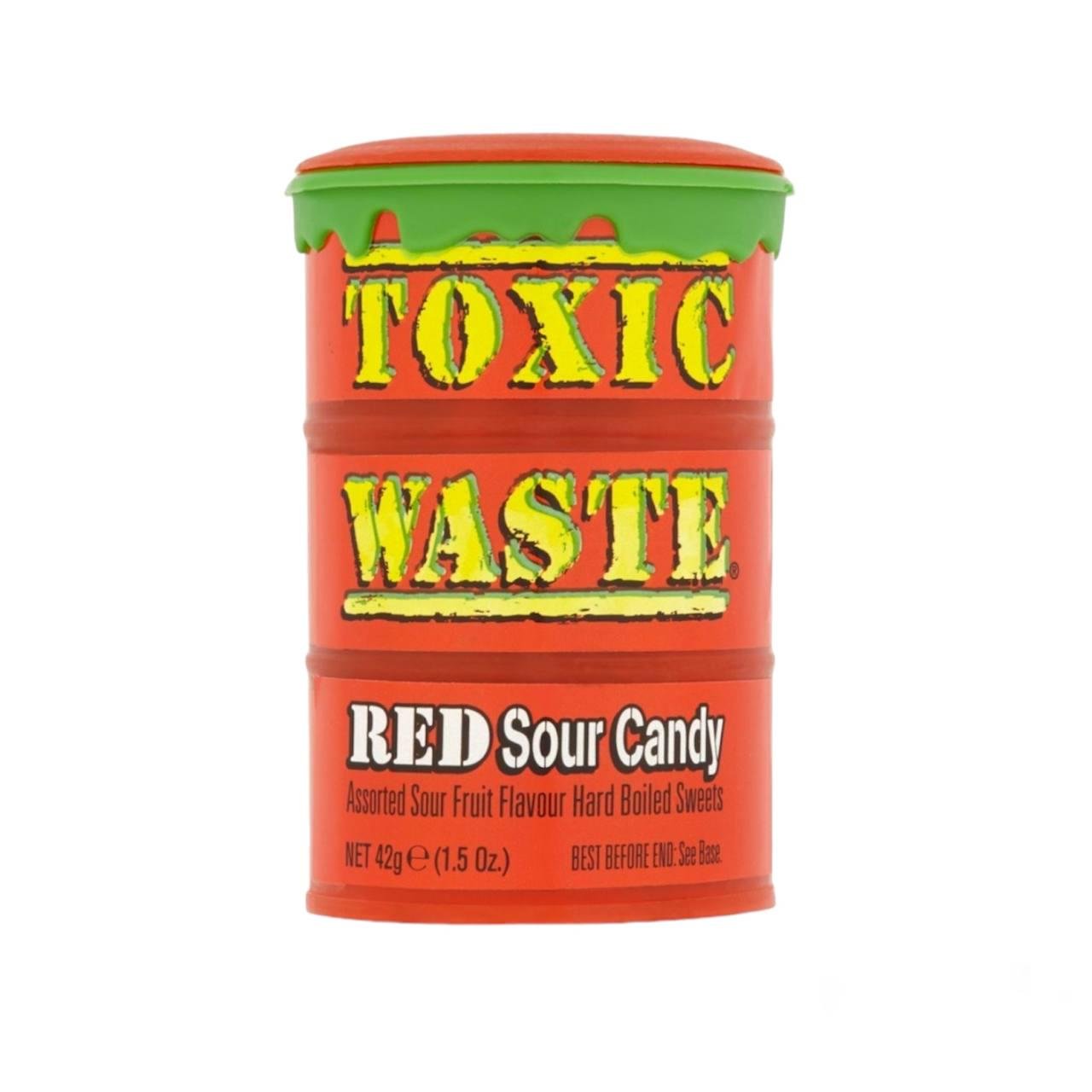 Банка з кислими цукерками Toxic Waste Red Sour Candy Drum 1 шт. 42 г (00000005920)