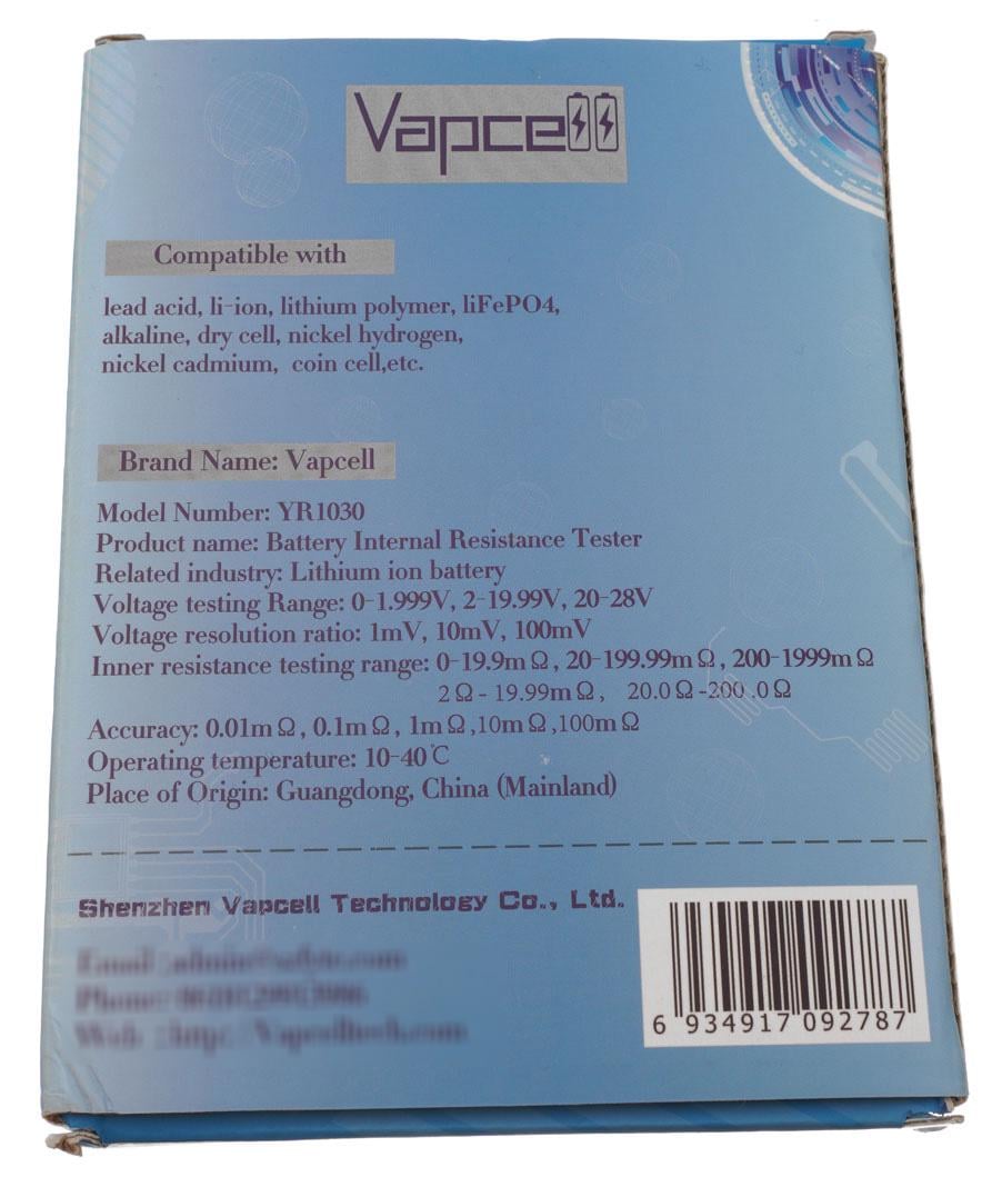 Тестер акумуляторів VapCell Yaorea YR1030 внутрішній опір/напруга (25993871) - фото 6