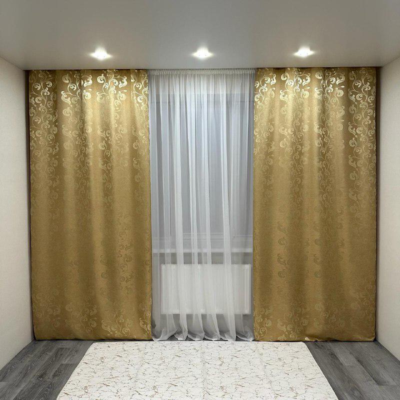 Шторы Toscana жаккардовые 1,5х2,7 м 2 шт. Золотой - фото 1 Шторы Toscana жаккардовые 1,5х2,7 м 2 шт. Золотой - фото 1