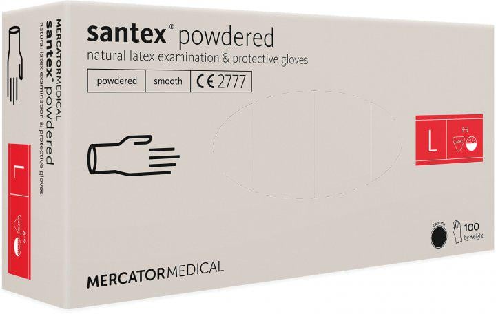 Перчатки медицинские латексные Santex L 100 шт. - фото 1