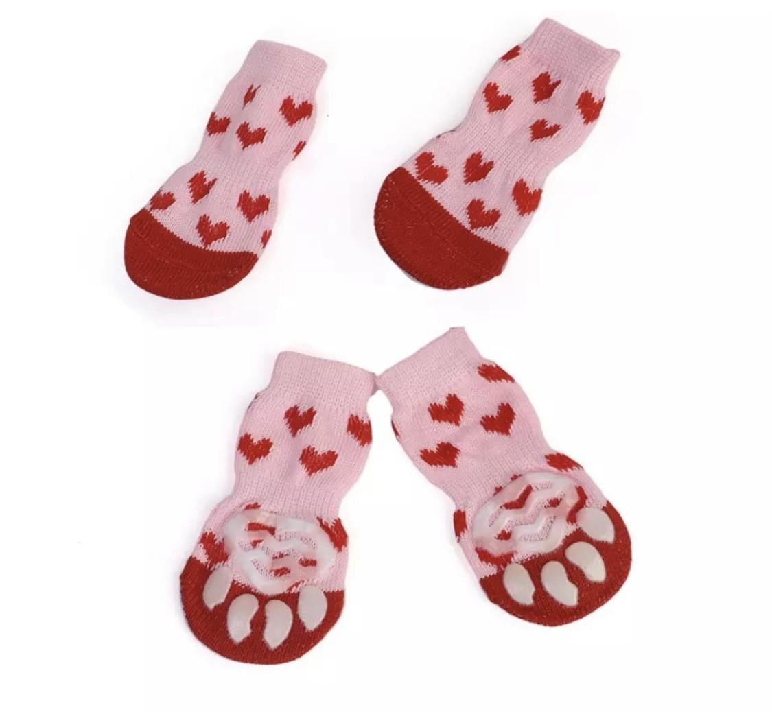 Носки с антискольжением для собак хлопок M Pink (34534)