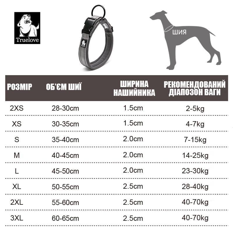 Ошейник для собак средних и больших пород Truelove TLC5011 cветоотражающий M Серый (2090668797) - фото 4 Ошейник для собак средних и больших пород Truelove TLC5011 cветоотражающий M Серый (2090668797) - фото 4