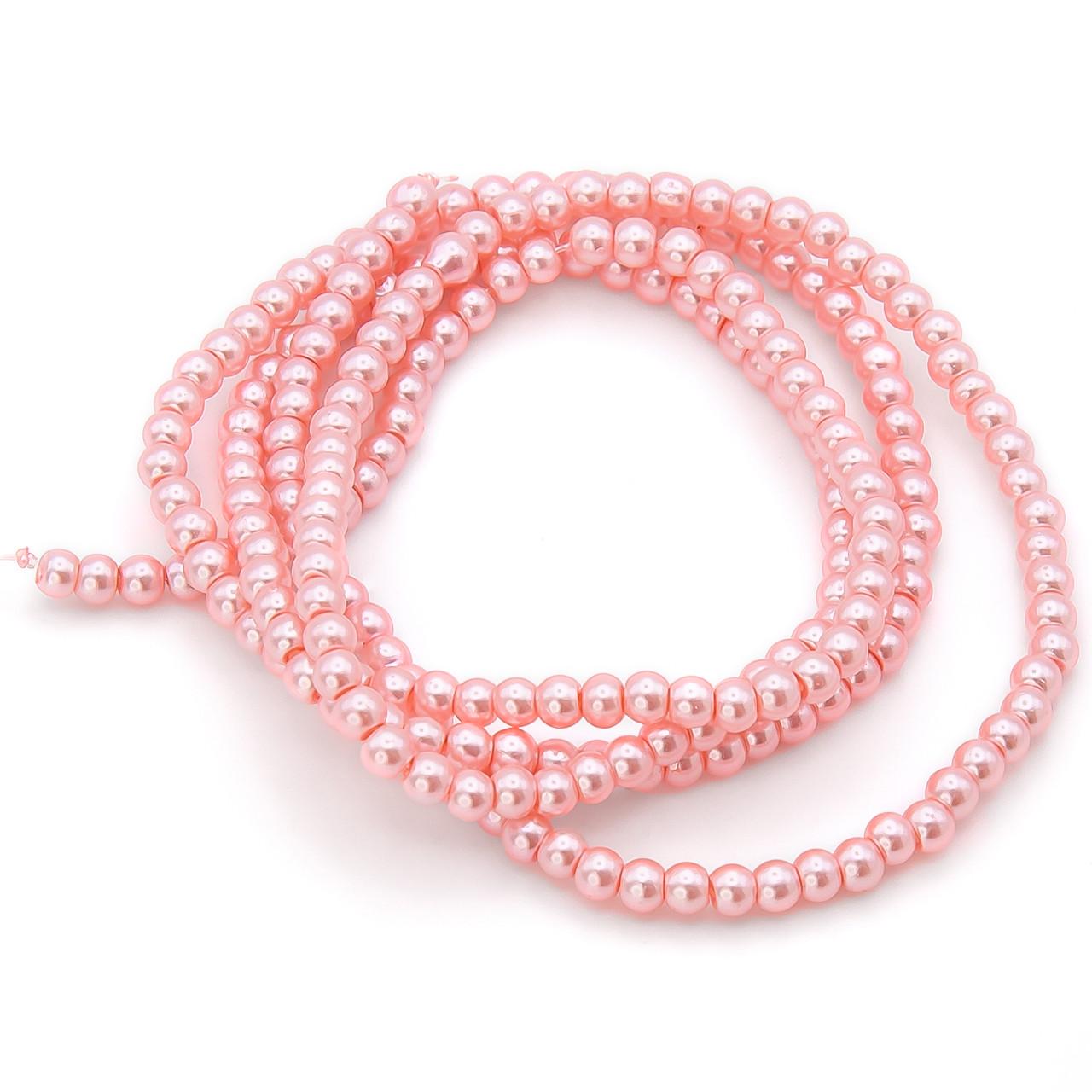 Бусины стеклянные на нитке под жемчуг 3 мм 62 см 215 шт. Розовый (БЖ0003ш53)