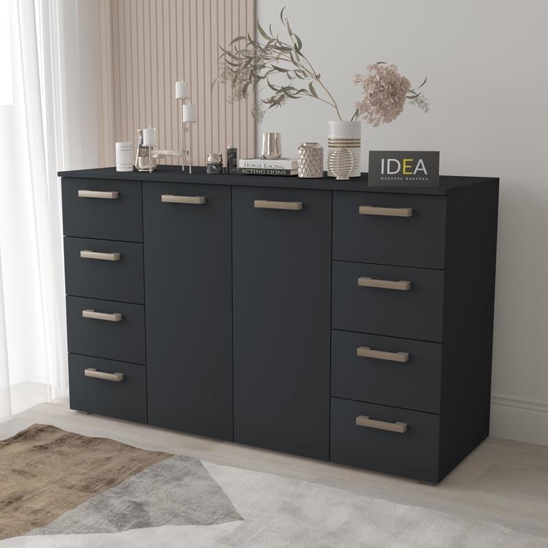 Комод Idea ТКБ-379.1 на 8 шухляд з дверима Антрацит (26718268) - фото 1 Комод Idea ТКБ-379.1 на 8 шухляд з дверима Антрацит (26718268) - фото 1
