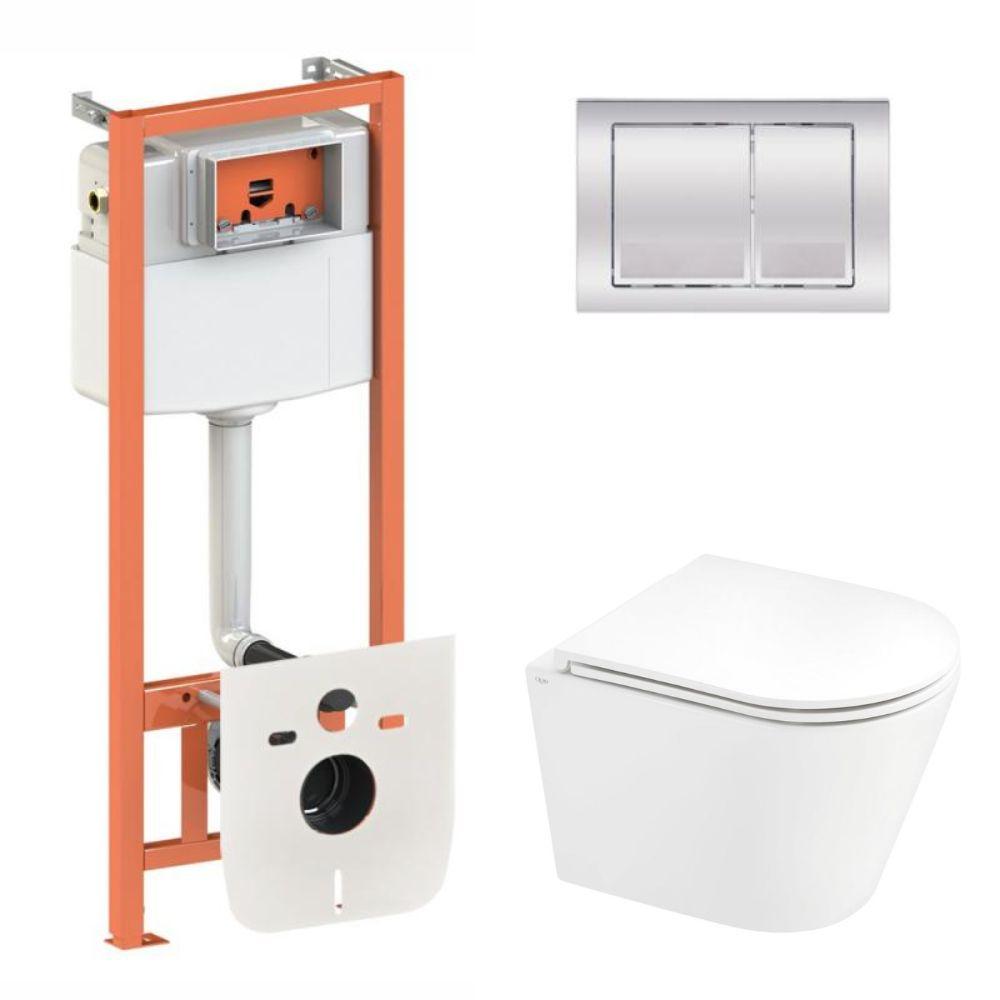 Інсталяція для ванної кімнати Qtap Nest 4в1 підвісний унітаз Scorpio Ultra Quiet квадратна клавіша (2699493622)