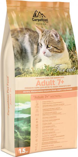 Корм Carpathian Pet Food для котів і кішок похилого віку з куркою 7+ 12 кг з наповнювачем 3 кг (21024981)
