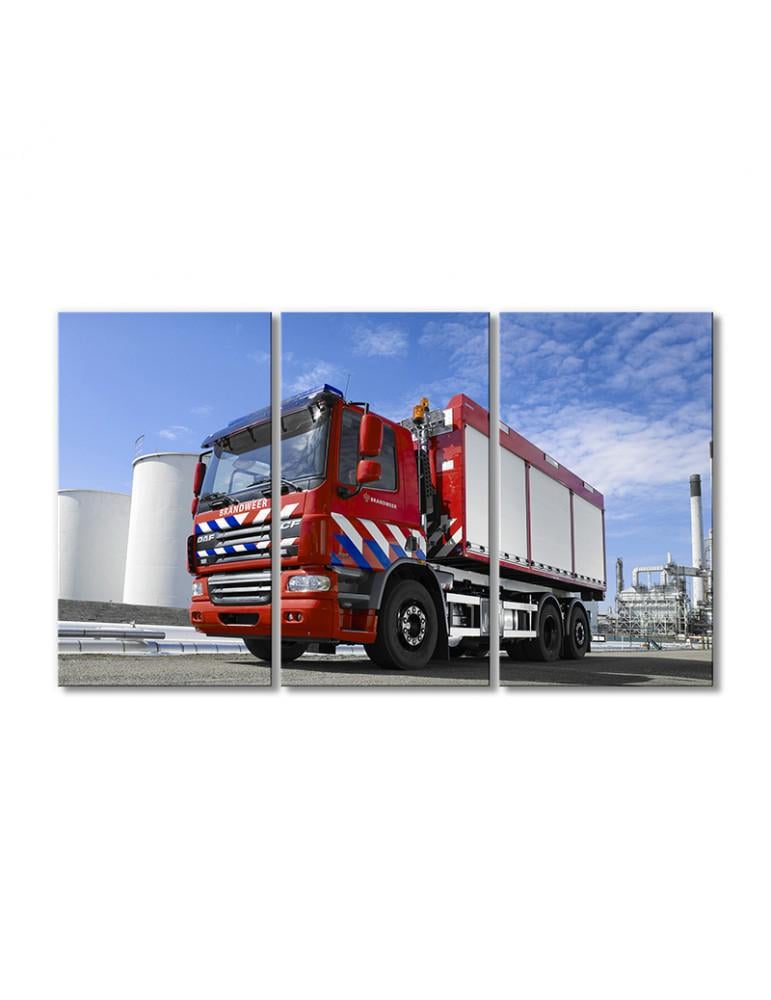 Картина модульная Пожарная машина DAF CF75 6x2 2001 3 модуля 60x90 см