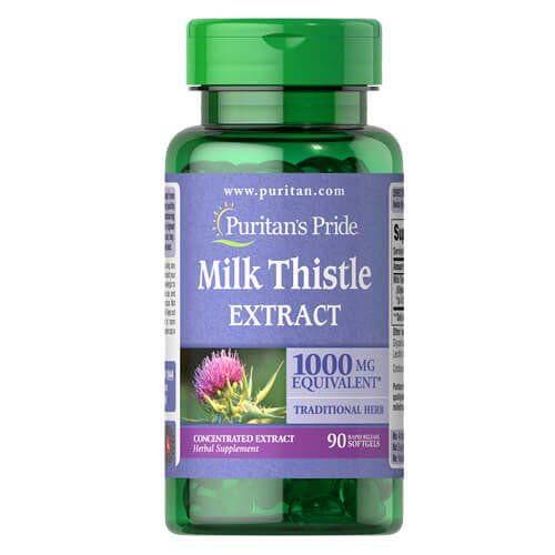 Добавка натуральная Росторопша силимарин Puritans Pride Milk Thistle 4:1 Extract Silymarin 1000 мг 90 софтгель