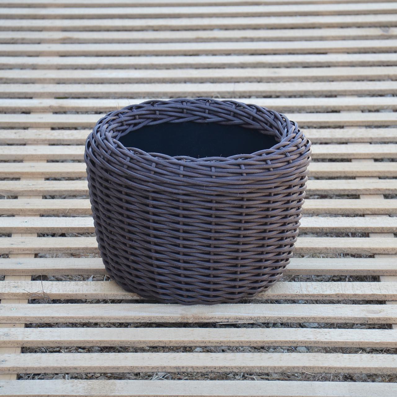 Кашпо для растений из искусственного ротанга 12 л Чесаный венге (24788475) - фото 6 Кашпо для растений из искусственного ротанга 12 л Чесаный венге (24788475) - фото 6