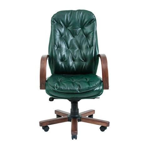 Кресло офисное компьютерное Venice VIP Wood M2 AnyFix натуральная кожа Lux Зеленый