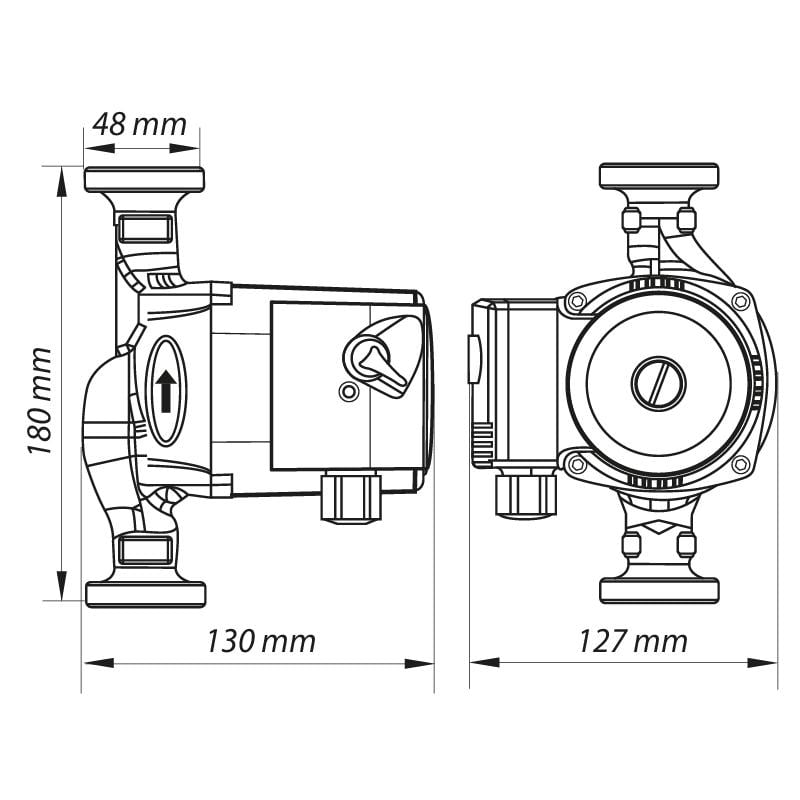 Насос циркуляционный центробежный KOER KP.GRS-25/4-180 с гайками/кабелем и вилкой (KP0248) - фото 5