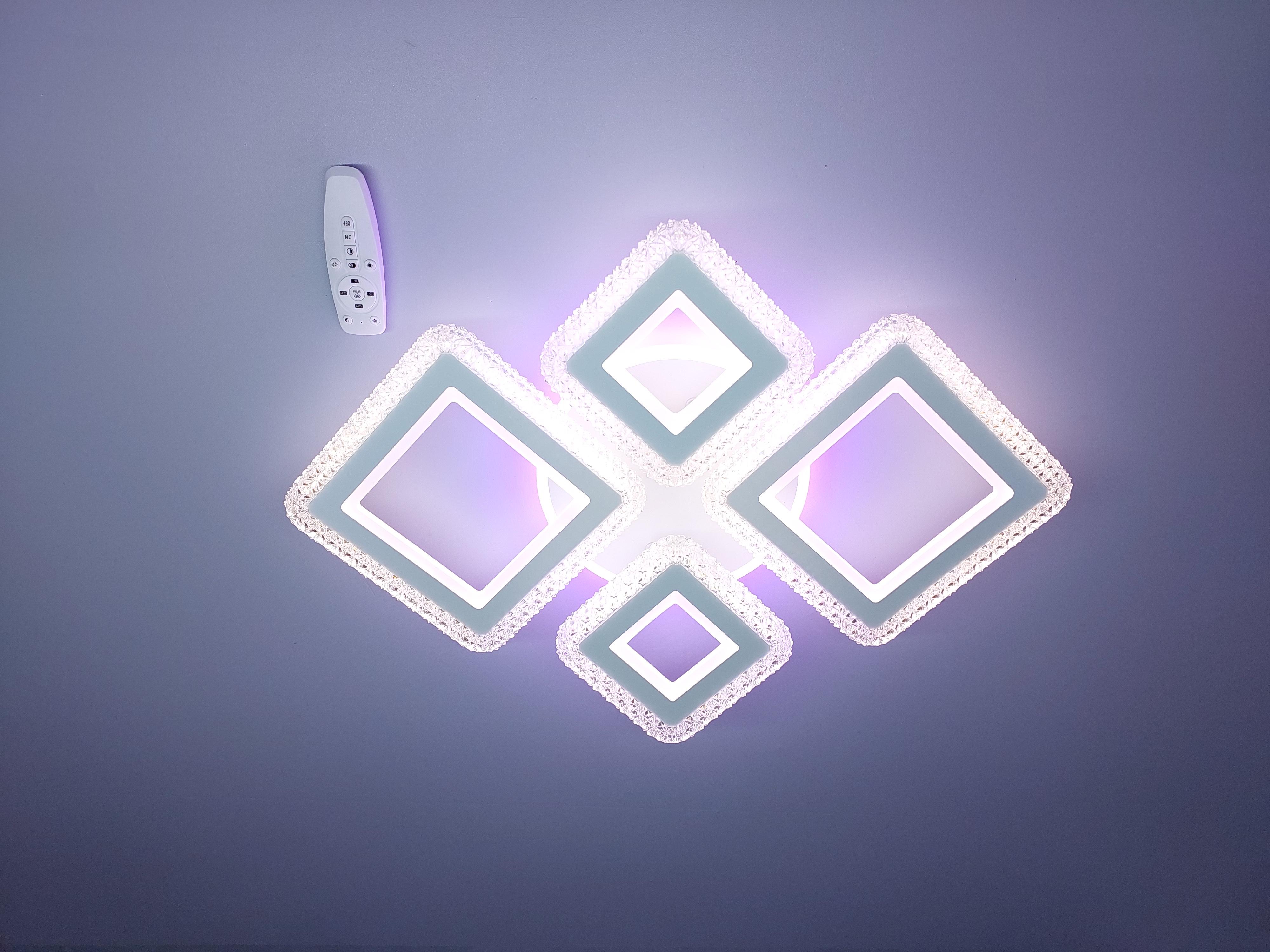 Люстра светодиодная и пультом 81/2+2 WH+RGB с подсветкой 160/28W Белый (18205291) Люстра светодиодная и пультом 81/2+2 WH+RGB с подсветкой 160/28W Белый (18205291)