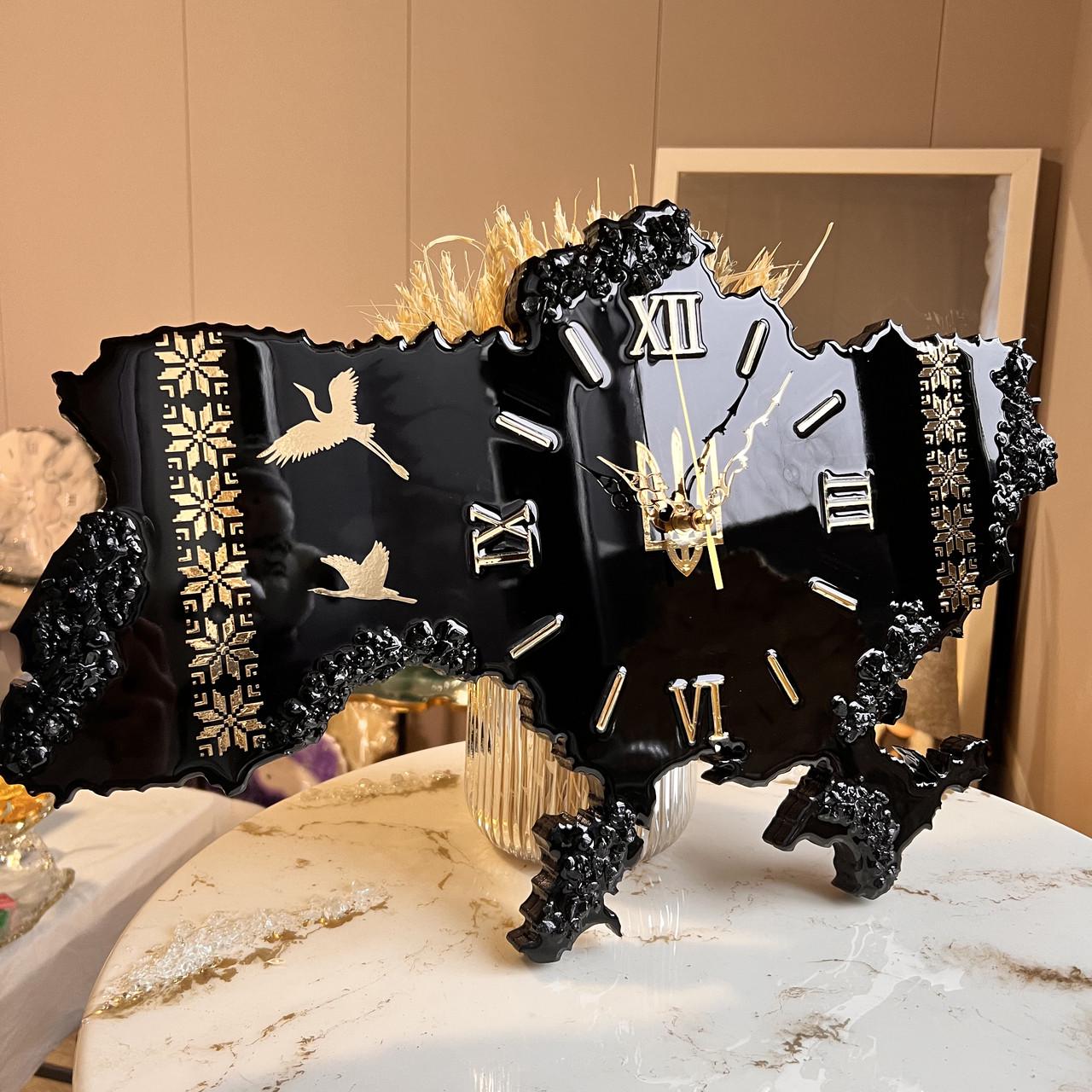 Часы настенные из эпоксидной смолы Карта Украины 110x70 см