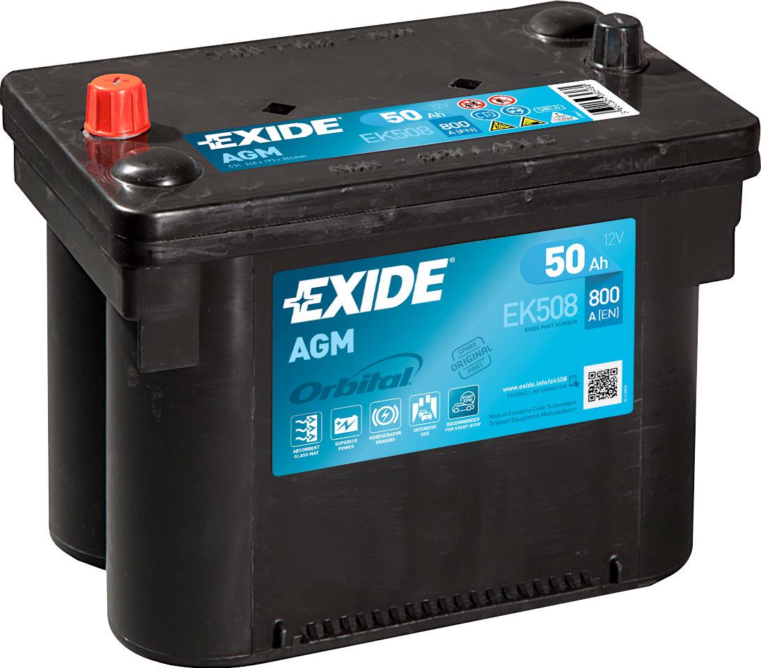Аккумулятор автомобильный EXIDE Start-Stop AGM 6СТ-50Ah Аз 800 A (EN) EK508 (176140)