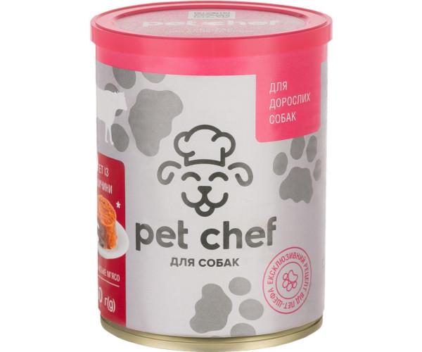 Корм влажный Pet Chef мясной паштет с говядиной для взрослых собак 360 г