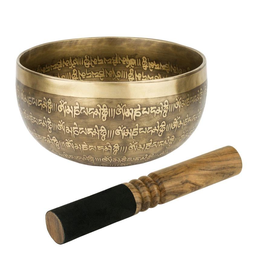 Співоча чаша Тибетська Очі Будди Мантра Мані Мандала Мані 153х153х82 мм Античний бронзовий (27695)