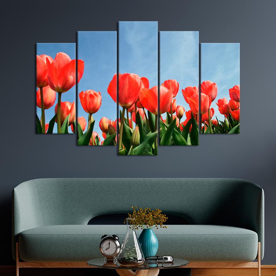 Картина цветы и растения Красивые красные тюльпаны 137x85 см (A997-5)