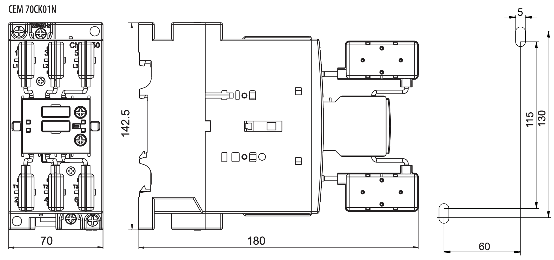 Контактор для конденсаторів ETI CEM CK 70.01N 70 кВАр 440 В 1NC (4643825) - фото 2