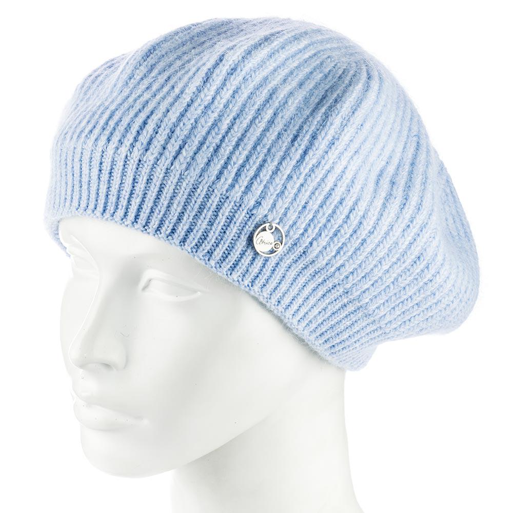 Берет женский ангоровый Atrics WH911 с узором двойной Голубой