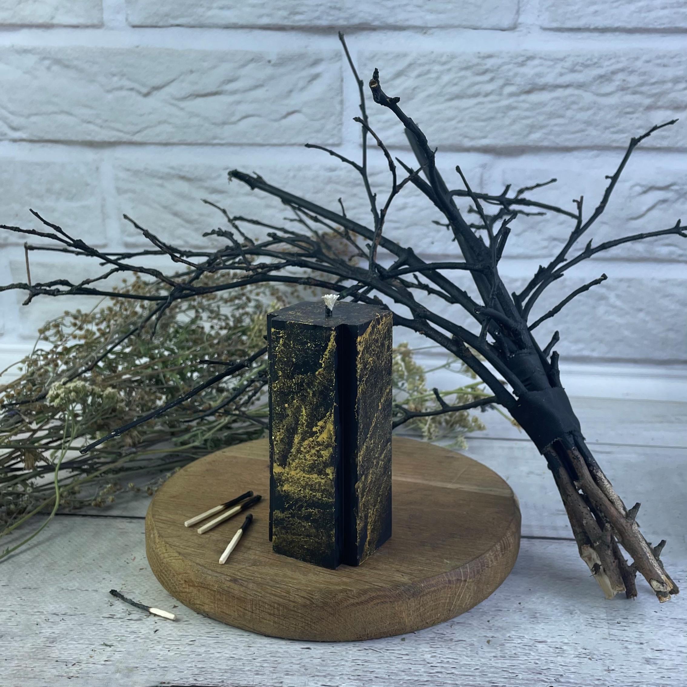 Свічка воскова Хрест Золотий/Чорний