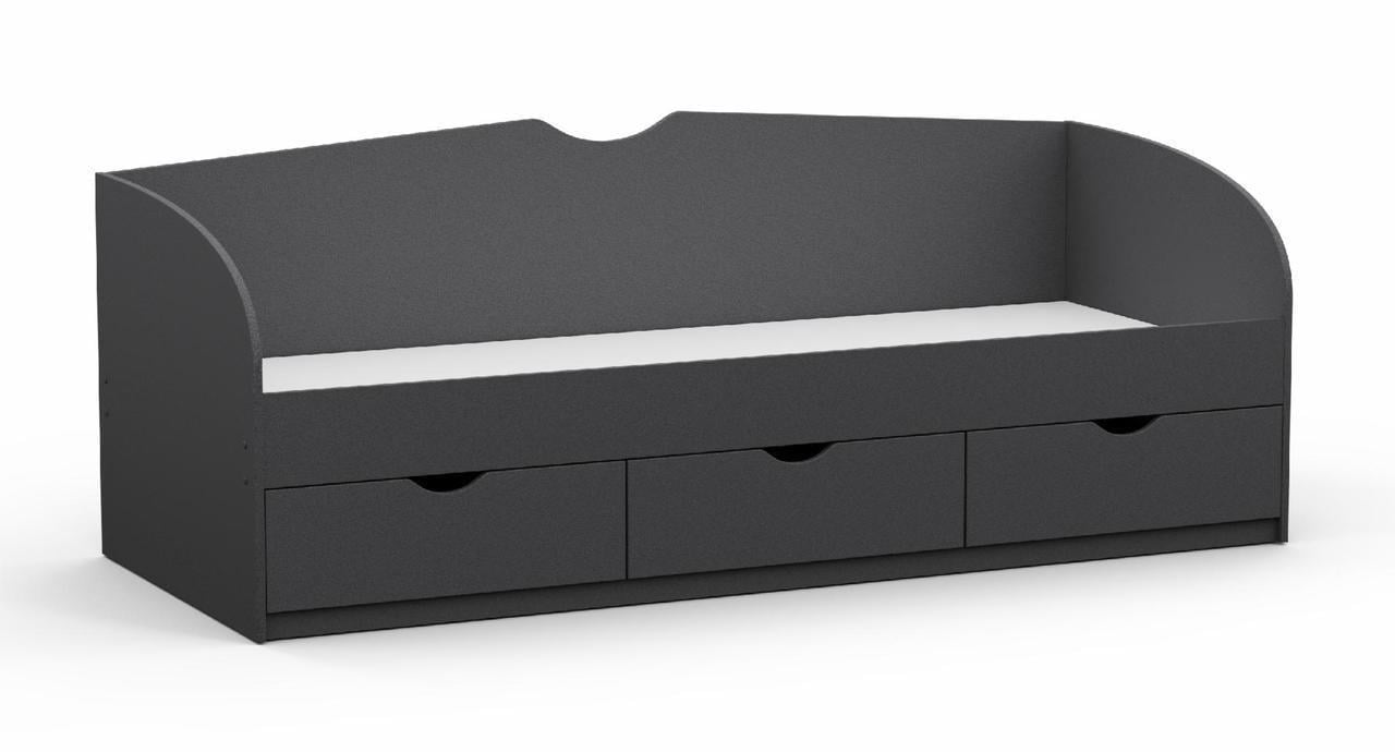 Кровать односпальная Kontinent L-8 с ящиками 80х200 см Антрацит (86221734) - фото 1