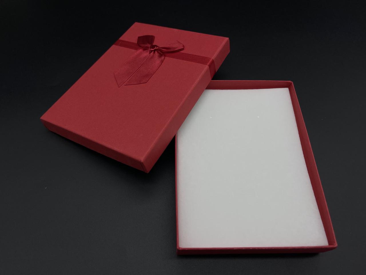 Коробка подарочная с бантом с крышкой мрамор 12х16х3 см Красный (KR-027-22) - фото 4
