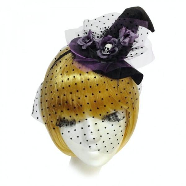 Декор для Хэлоуина Seta Колпак Юная ведьмочка с вуалью (17-824BLK-VT)