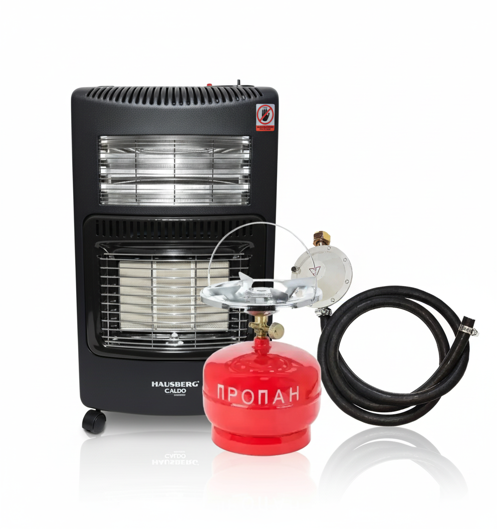 Обігрівач інфрачервоний керамічний Hausberg 1022-NG з комплектом підключення та балоном 5 л 1,2/4,2 кВт (30636363)