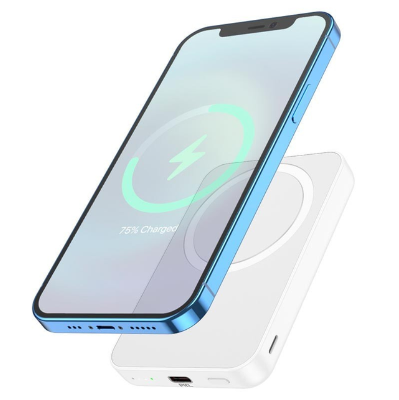 Повербанк Hoco J109 Magnetic Wireless Fast Charge 2в1 з бездротовою зарядкою 5000 mAh 20W/15W Білий - фото 3