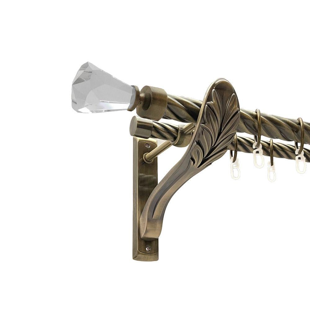 Карниз металлический Orvit Лучетта двухрядный ретро скрученная труба/кольцо металлическое Антик 25/19 мм 160 см (00-00018440)