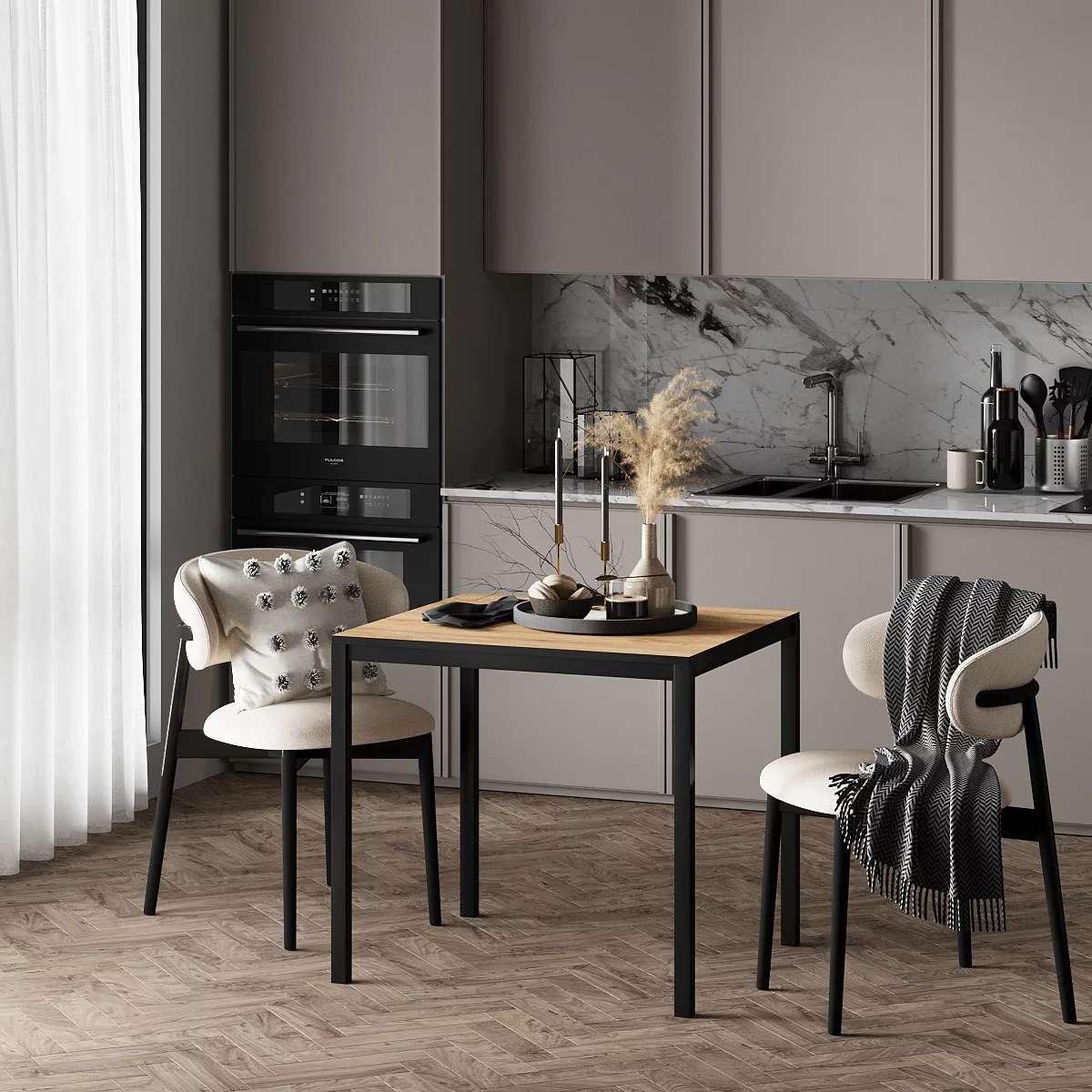 Стіл обідній AiH Brevity Loft mini ЛДСП/метал 67x75x67 см Дуб Крафт золотий/Чорний (TB03120000030)