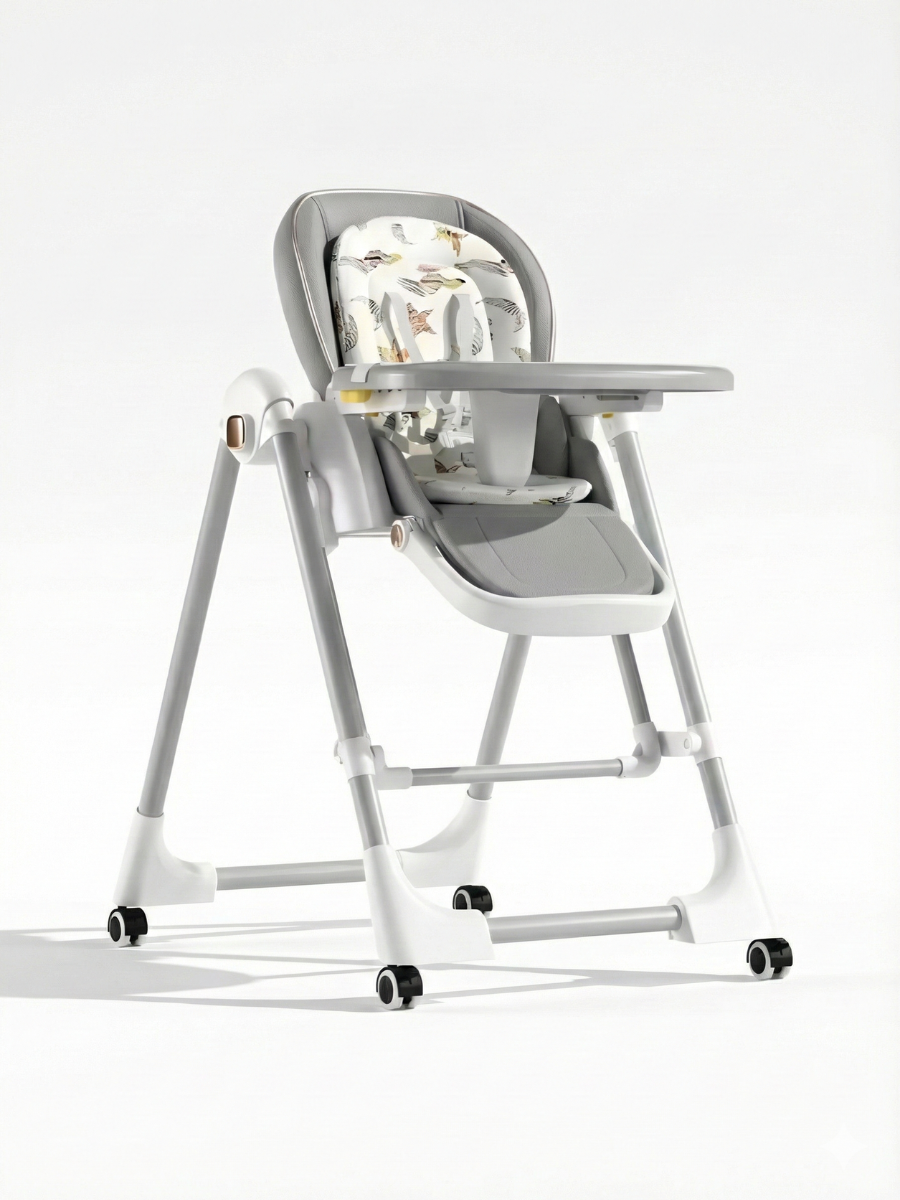 Стульчик для кормления BabyChair 2в1 трансформер с регулируемой спинкой и столиком Серый (6774286132)