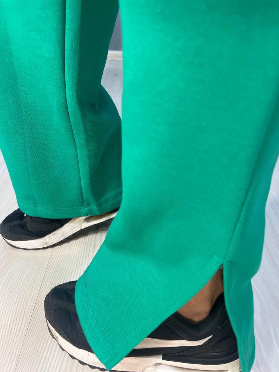 Костюм женский QUZEN 472-472 пилот брюки палаццо широкие флис S Зеленый (758) - фото 6