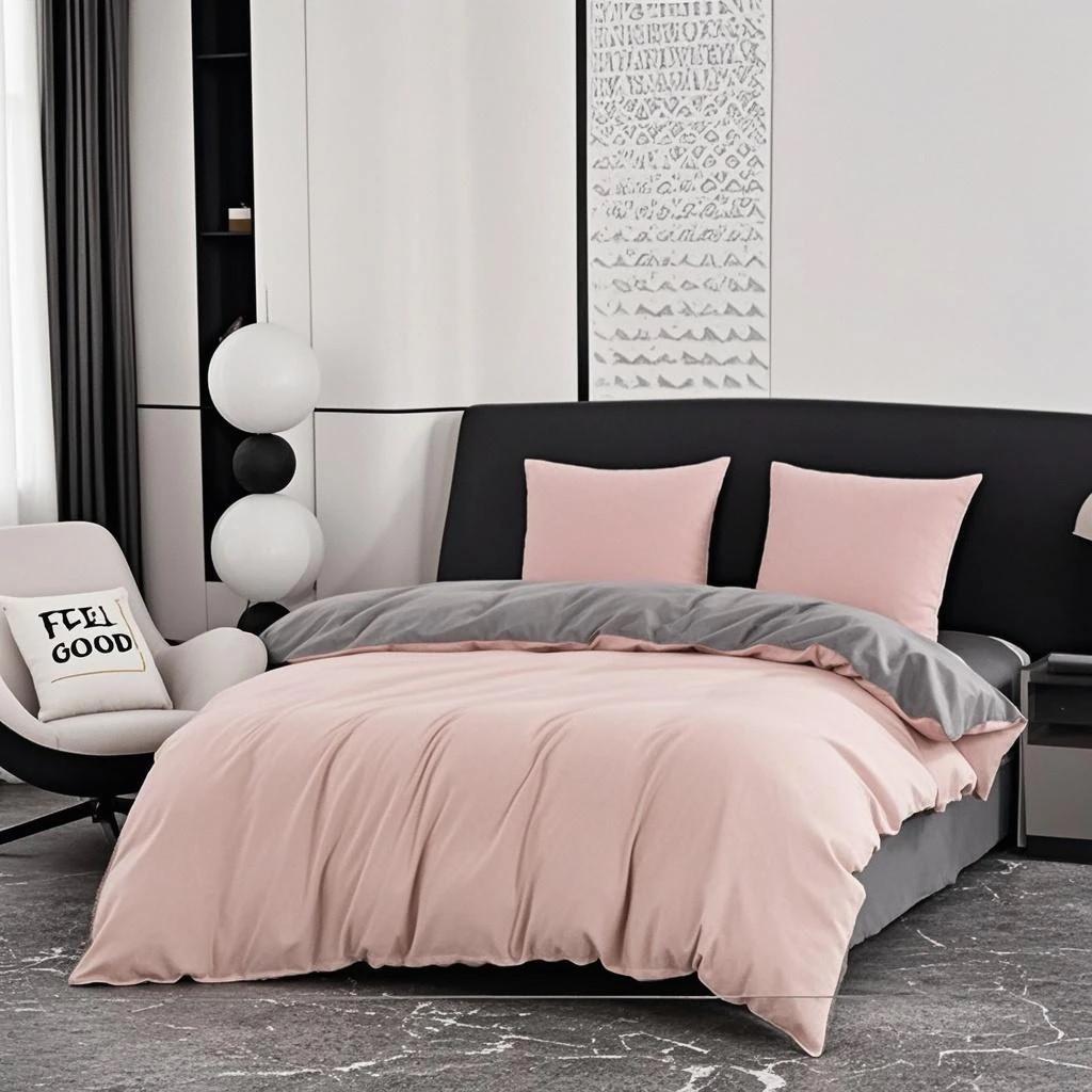 Комплект постельного белья L&M Home Textiles из вареного хлопка евро 200х230 см Пудровый (2946059359)