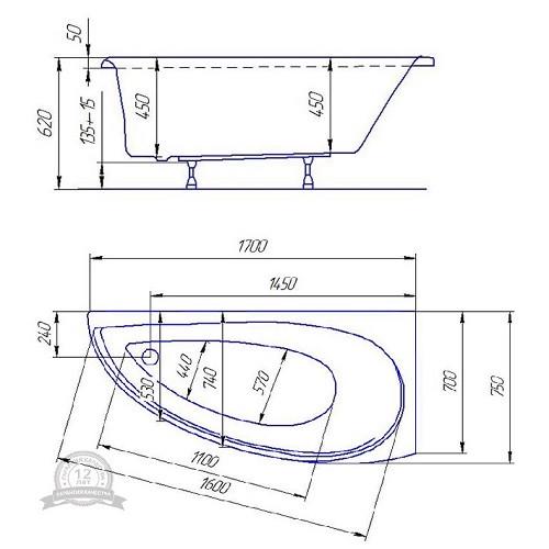 Ванна акрилова Redokss San MESSINA 1700x700 мм - фото 5 Ванна акрилова Redokss San MESSINA 1700x700 мм - фото 5
