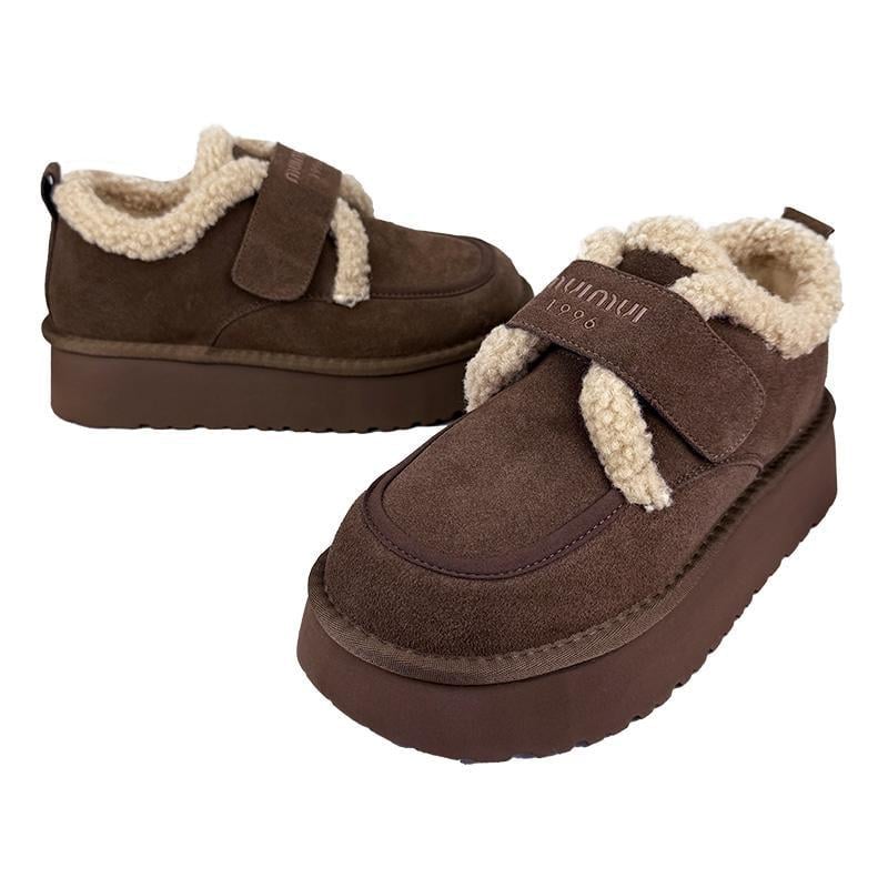 Угги женские на липучке платформа 70982-35 p. 38 24 см Коричневый - фото 2