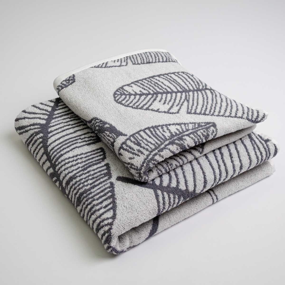 Набор махровых полотенец GM Textile с рисунком перо 400 г/м2 50х90/70х140 см 2 шт. Серый (rmf400-k3-grey)