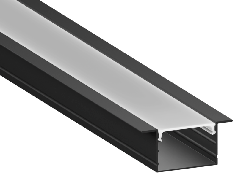 Профиль алюминиевый LEDUA АЛ-29 + рассеиватель для LED ленты врезной 2 м Черный (4211)