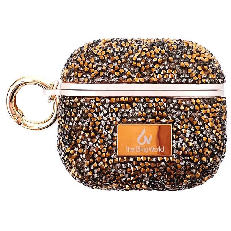 Чехол противоударный Bling World Rock Diamond TPU для наушников AirPods 1/2 Золотой (00000057525_4)