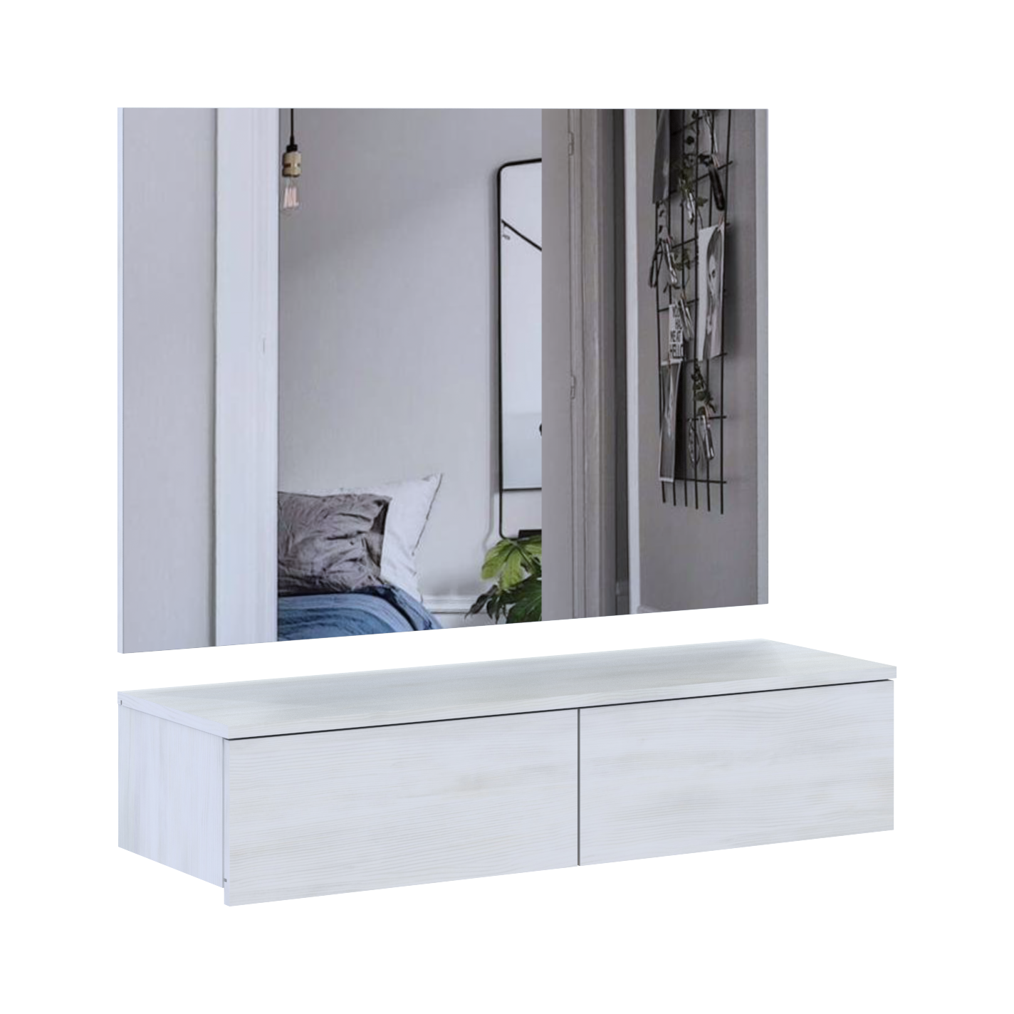 Тумба та дзеркало Doros Левія 100х32х100 см Біле дерево (42005240)