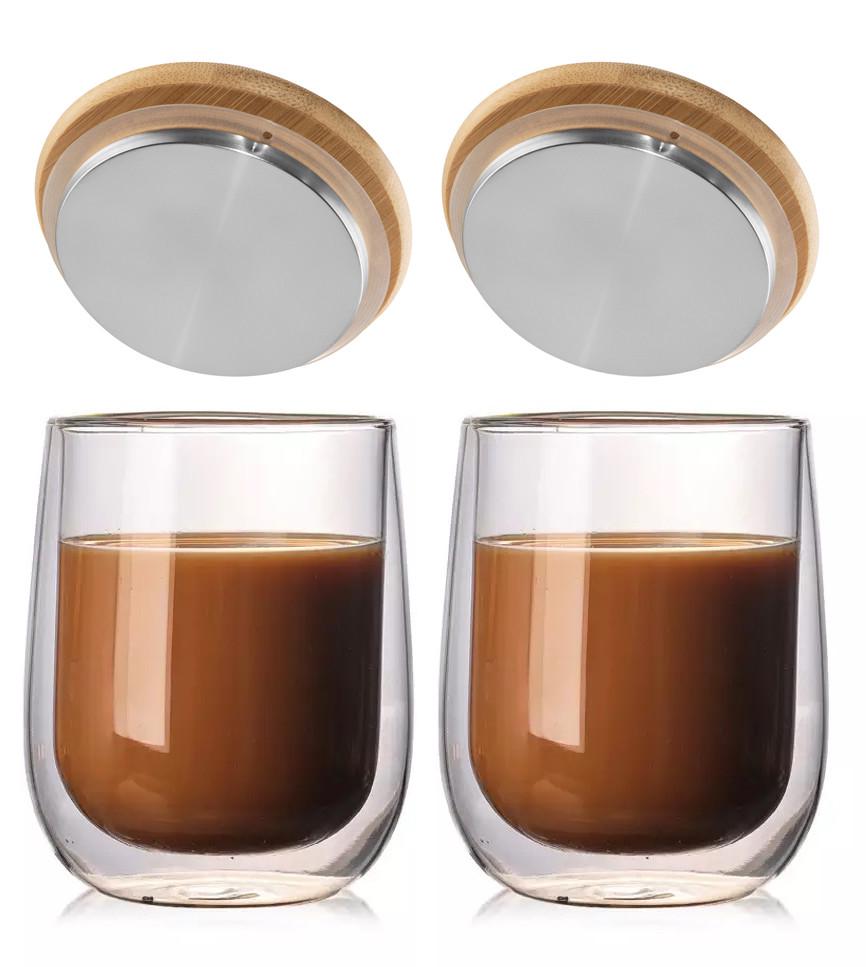 Набор стаканов с двойными стенками Ardesto 360 мл 2 шт.(AR2636G+крышка)