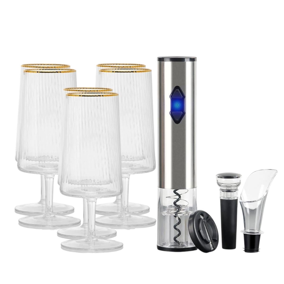 Набор винных аксессуаров KITUA 4в1 с бокалами для вина 6 шт.