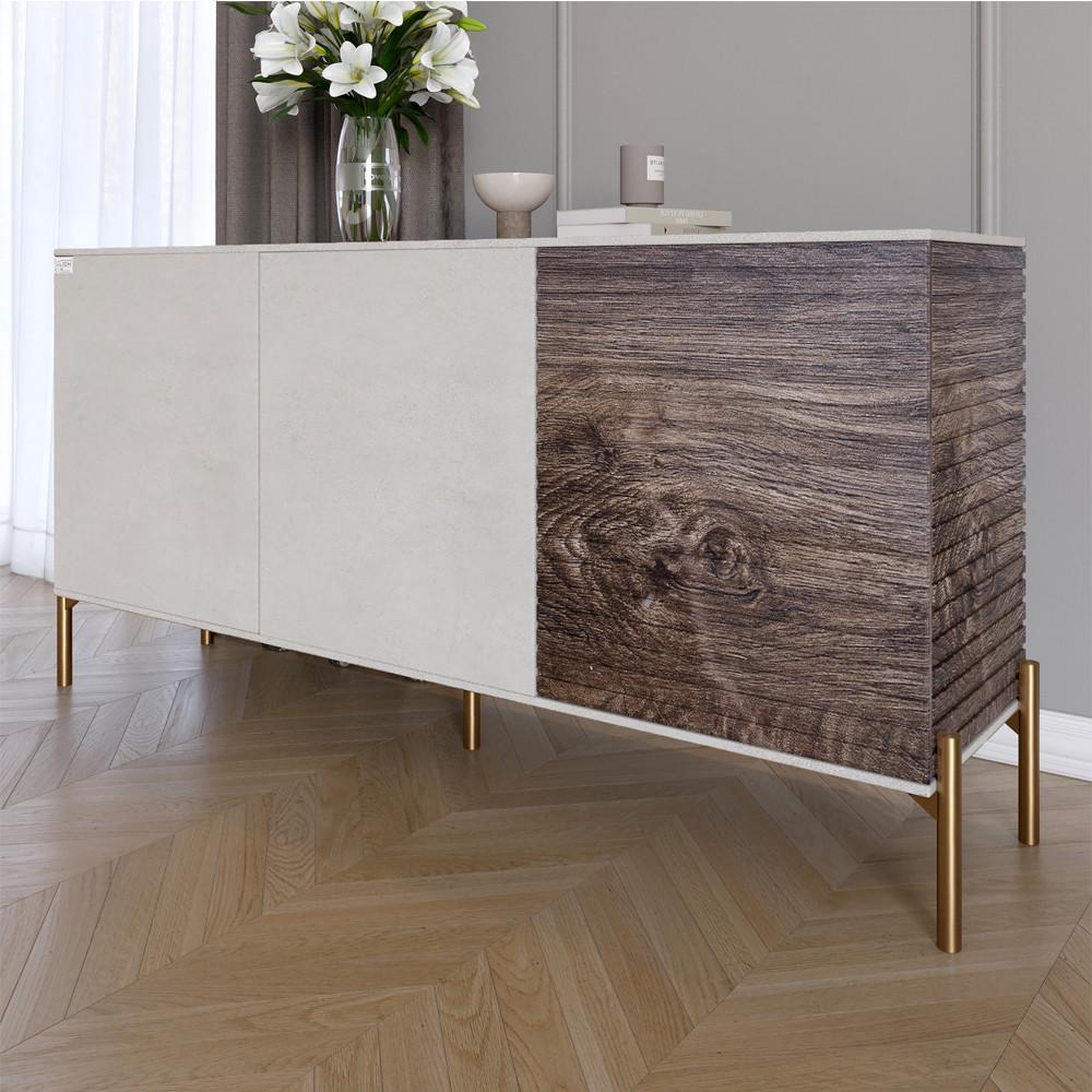 Комод закрытый в гостиную на золотых металлических ножках Lion Грей 154x38x76,5 см Бетон Style/Дерево (Lion-041834) - фото 1 Комод закрытый в гостиную на золотых металлических ножках Lion Грей 154x38x76,5 см Бетон Style/Дерево (Lion-041834) - фото 1