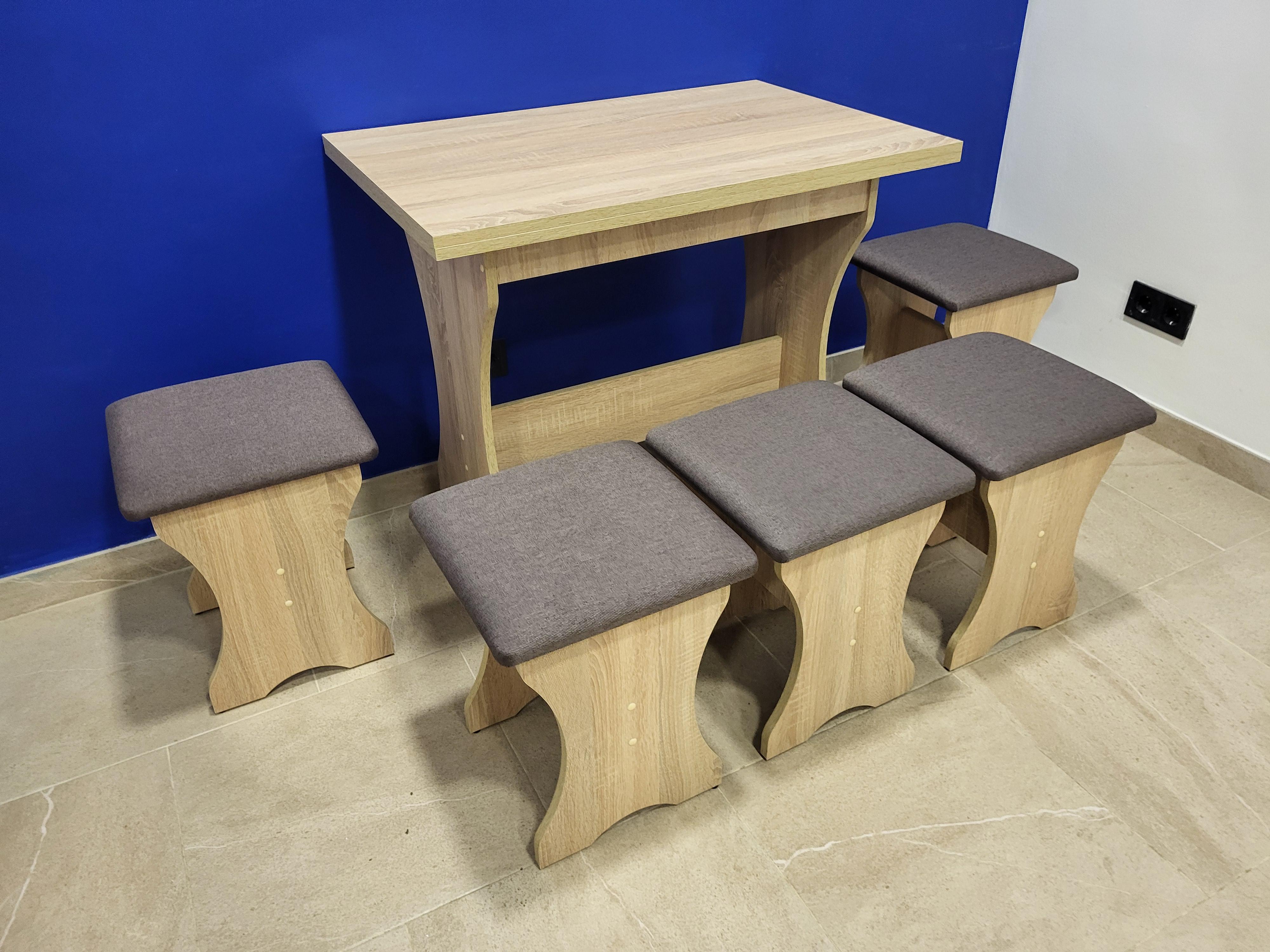 Стол раскладной и 5 табуретов Семейный Дуб Сонома/Бонус Нова (S5T-DS-BN)