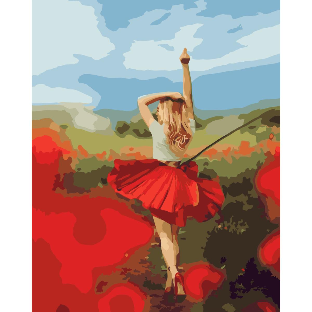 Картина по номерам Strateg Премиум Маковая юбка с лаком 40х50 см (SY6751)